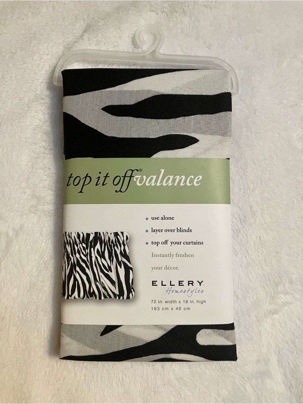 Ellery Black and White Zebra Print Valance